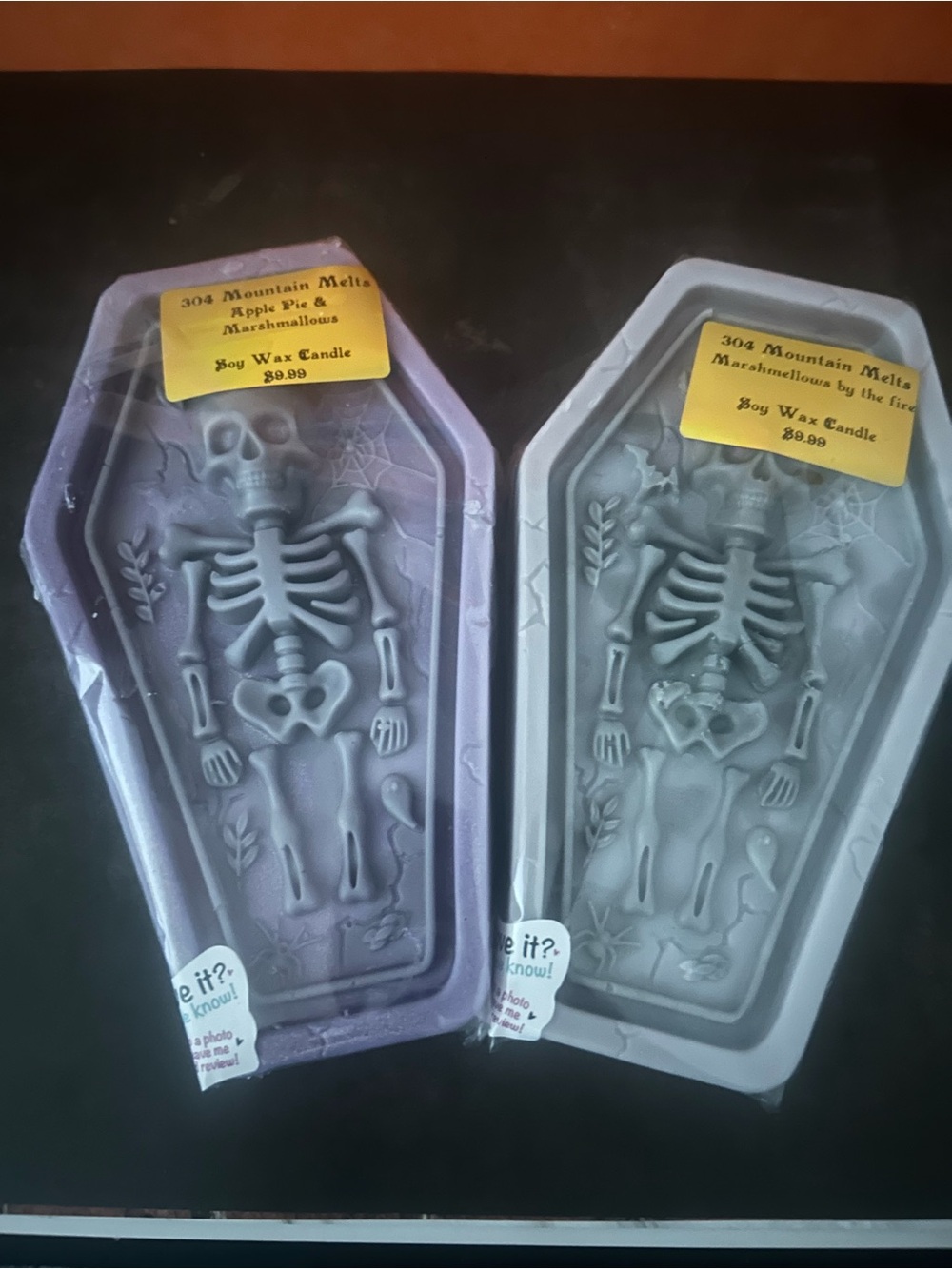 Coffin Skeleton Soy Candle - Purple and Gray
